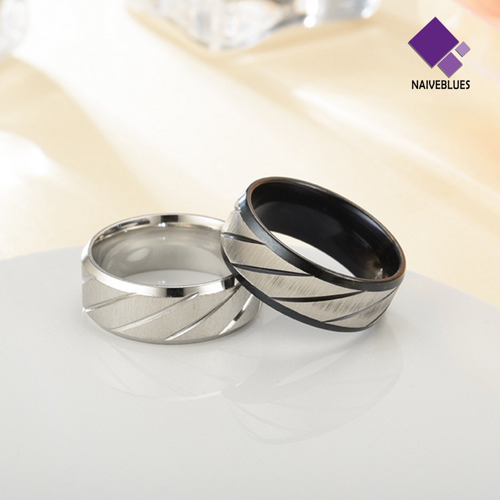 &lt; Naiveblues &gt; Cincin Couple Motif Twill All-match Pengerjaan Halus Stainless Steel Shiny Unisex Untuk Tunangan