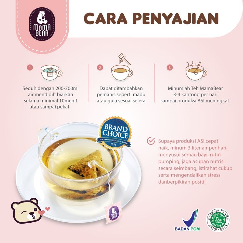 Teh Mama Bear Tea Minuman Booster Pelancar Penambah Asi For Healthy Lactation By Mallpompaasi