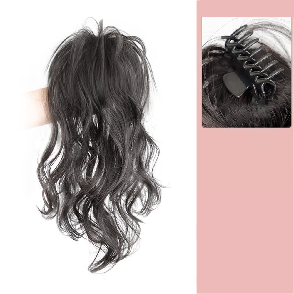 Wig Ponytail Rambut Panjang Bergelombang Gaya Princess Untuk Perempuan Setengah Diikat Ikal Air Terjun Alami Dan Ringan 30CM