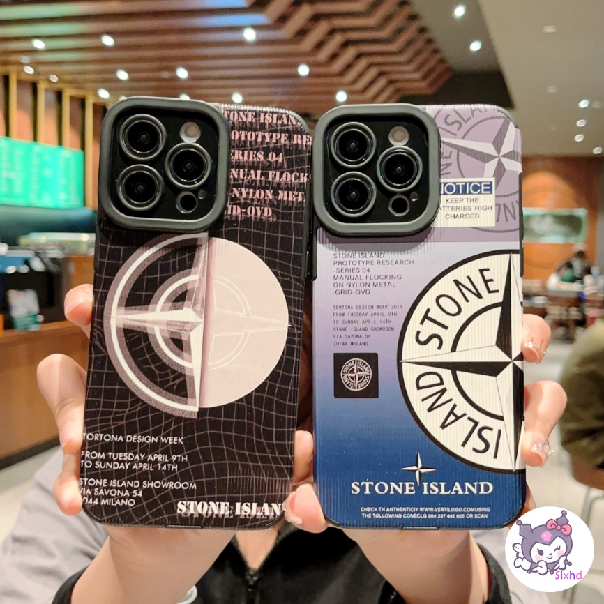 IPHONE Fashion Grid Stone Island Couple Kompatibel Untuk Iphone14 13 12 11 Pro Max SE 2020 X Xr Xs Max8 7 Plus Perlindungan Shockproof Casing Ponsel Lembut Silicon Cover XJJJJ