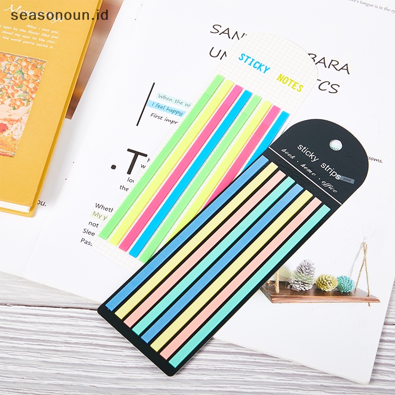 Seasonoun 160 Pcs Warna Stiker PET Transparan Sticky Notes Neon Indeks Tab Lengket Note Alat Tulis Anak Hadiah Pendidikan Perlengkapan Kantor Sekolah.