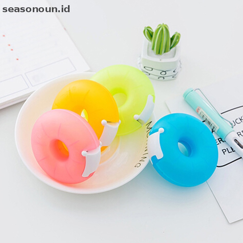 Seasonoun 1pc dispenser tape Kartun Alat Tulis portable Donat tape holder invisible tape.