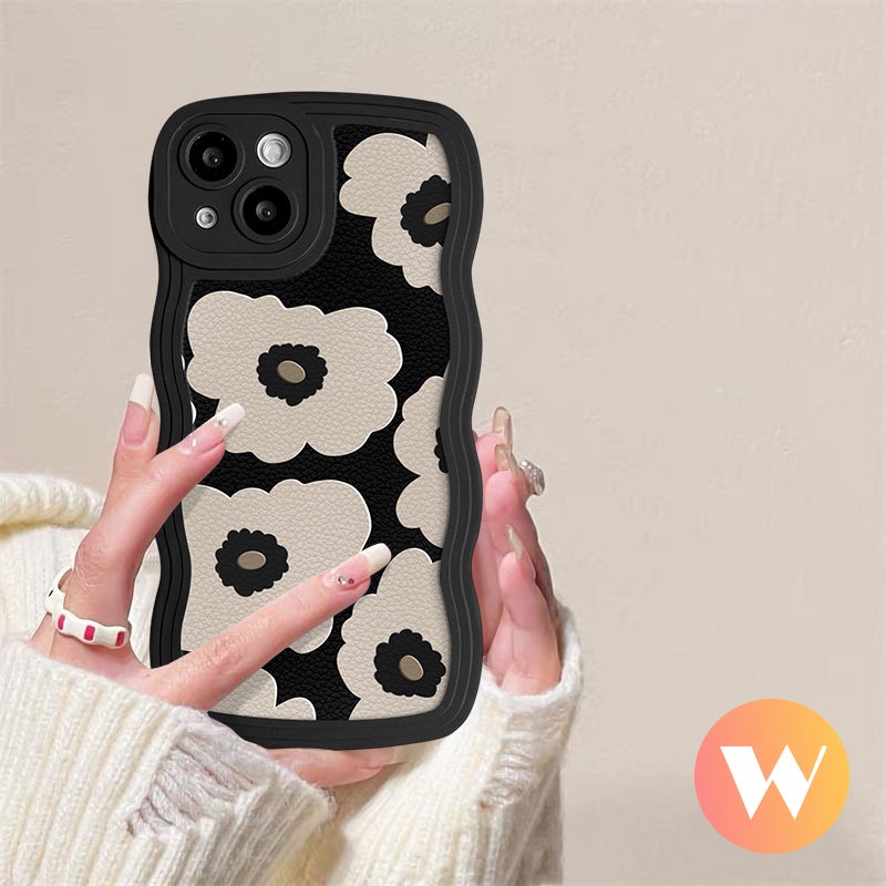 Fashion Kotak-Kotak Retro Bunga Case Untuk Samsung A14 A04s A21s A23 A11 A51 A20 A12 A04 A50 A13 A31 A22 A52 A30s A33 A53 A32 A52s A03s A50s A02s A04E M32 M22 Lembut Bergelombang Penutup Tepi