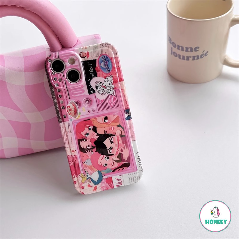 IPHONE Kartun Amerika Graffiti Lucu Pink Princess Phone Case Kompatibel Untuk Iphone14 13 12 11 Pro Max Gadis Manis Keren Ponsel Penutup Belakang