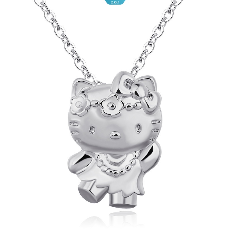 Fashion Korea Kartun Emas Putih Yellow Gold HelloKitty Liontin Kalung Perhiasan Perempuan Hadiah Hari Valentine Tgl14 Februari [ZK]