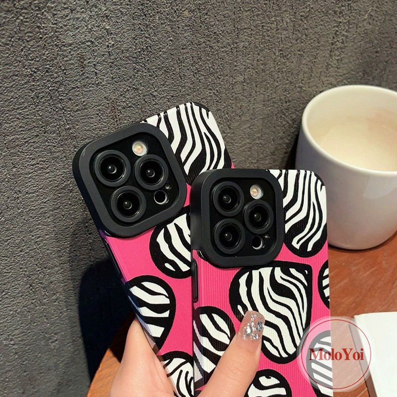 Casing Silikon Shockproof Untuk iPhone XR XS X Max8 7 Plus 7Plus 11 13 14 12 Pro Max Tekstur Kulit Mewah Motif Zebra Cinta Hati Ponsel Lembut Tpu Cover