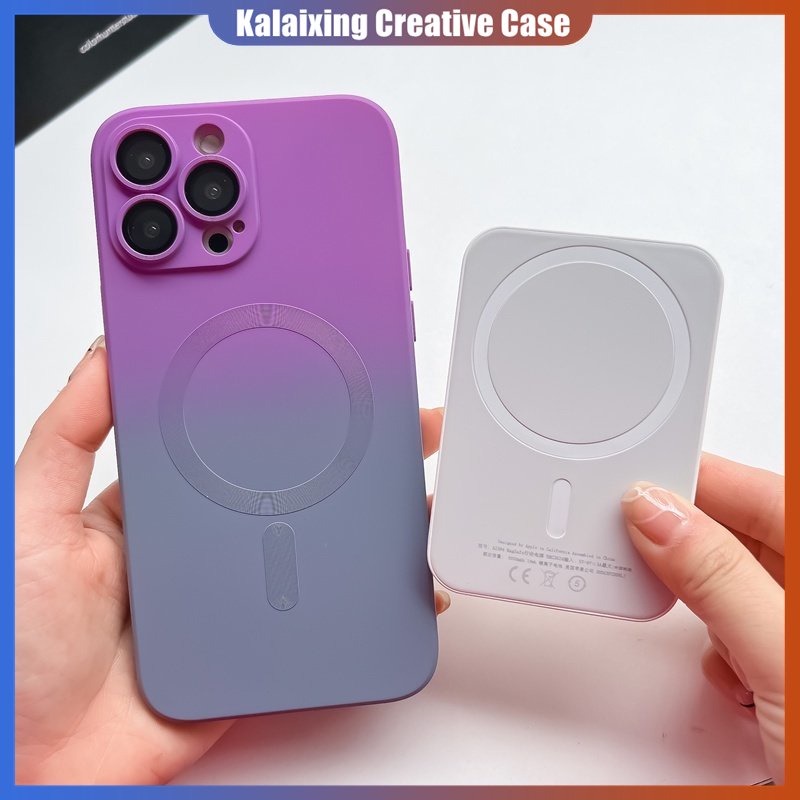 Soft Case Gradasi Silicon Untuk iPhone 13 Pro Max/12 Pro Max/11Fungsi Magnetik Penutup Belakang Dengan Film Perlindungan Lensa