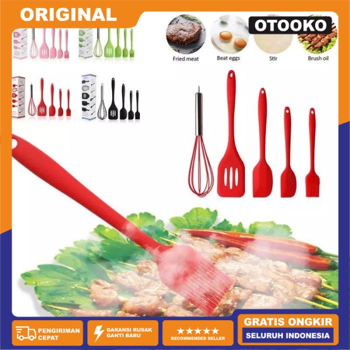 5pc Baking Props Spatula Set Kuas sutil Silikon Utensil Kitchen set