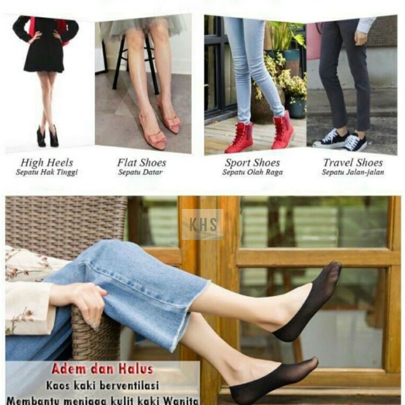 Kaos Kaki Hidden Pendek Balet Anti Slip Invisible Flat Shoes