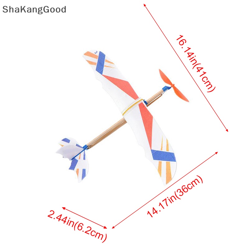 Karet Gelang Selip Elastis Bertenaga Pesawat Glider Flying Plane Pesawat DIY Mainan Anak SKK