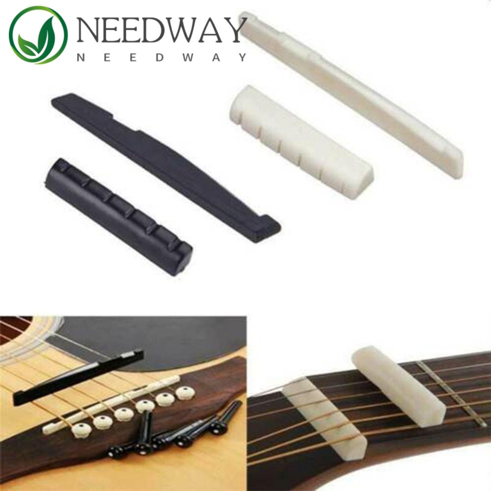 Needway   Guitar Bridge Saddle Electric Guitar Bone Nut Putih Tulang Asli/Hitam Sadel Gitar Mur Gitar Aksesoris Gitar Instrumen Senar Bagian Gitar Bantal Senar Bawah