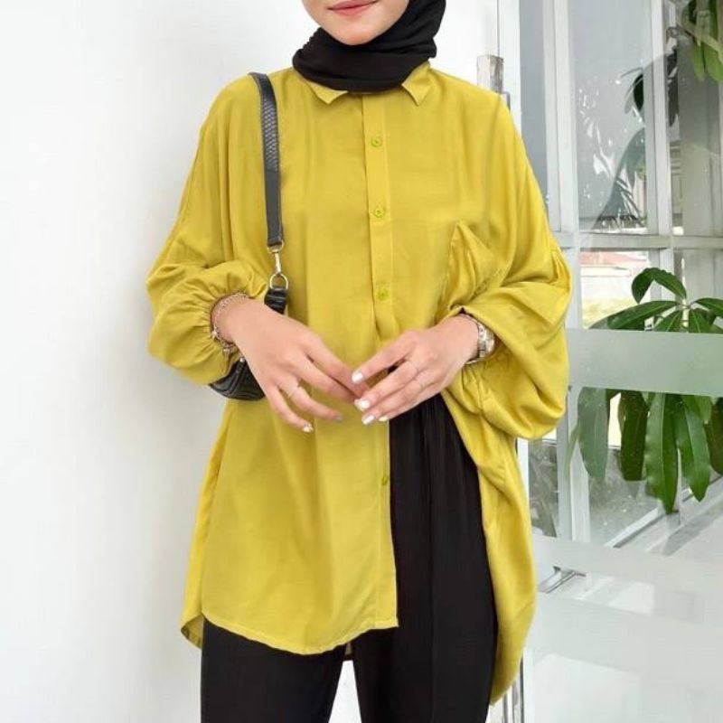 Kemeja Maudy Shirt - Kemeja Rayon Oversize Wanita