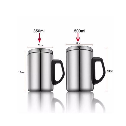 [DZS] GELAS MUG THERMOS STAINLESS STEEL 500ML 500 ML 0.5L 0,5L 0.5 0,5 L BAJA TAHAN KARAT PANAS GAGANG SERBAGUNA MULTIFUNGSI