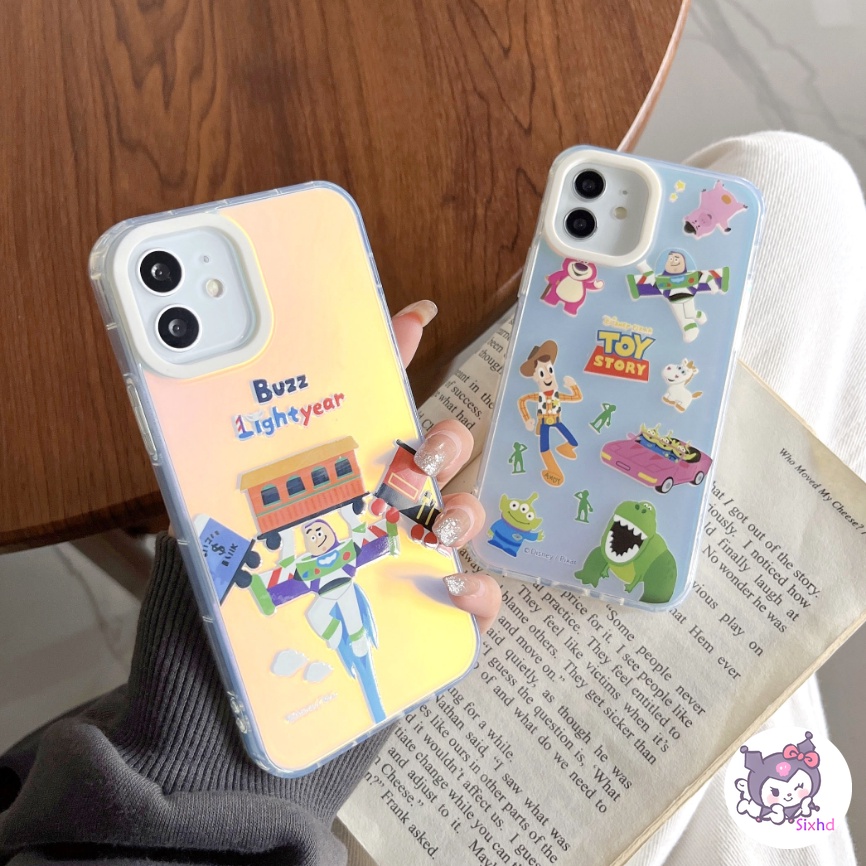 IPHONE Kompatibel Untuk Iphone11 14 13 12 Pro Max8 7Plus X Xs Xr Xs Max SE 2020 Happy Cartoon Toy Story Couple Perlindungan Lensa Gradien Laser Casing Ponsel TPU Lembut Penutup Anti Jatuh XJJJJ