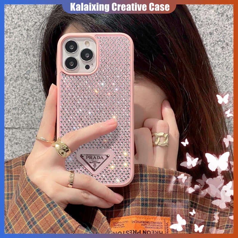 IPHONE Casing Prada Berlian Imitasi Fashion Mewah Untuk Iphone14 Pro Max14Plus12 13 Pro Max Casing Ponsel Mengkilap