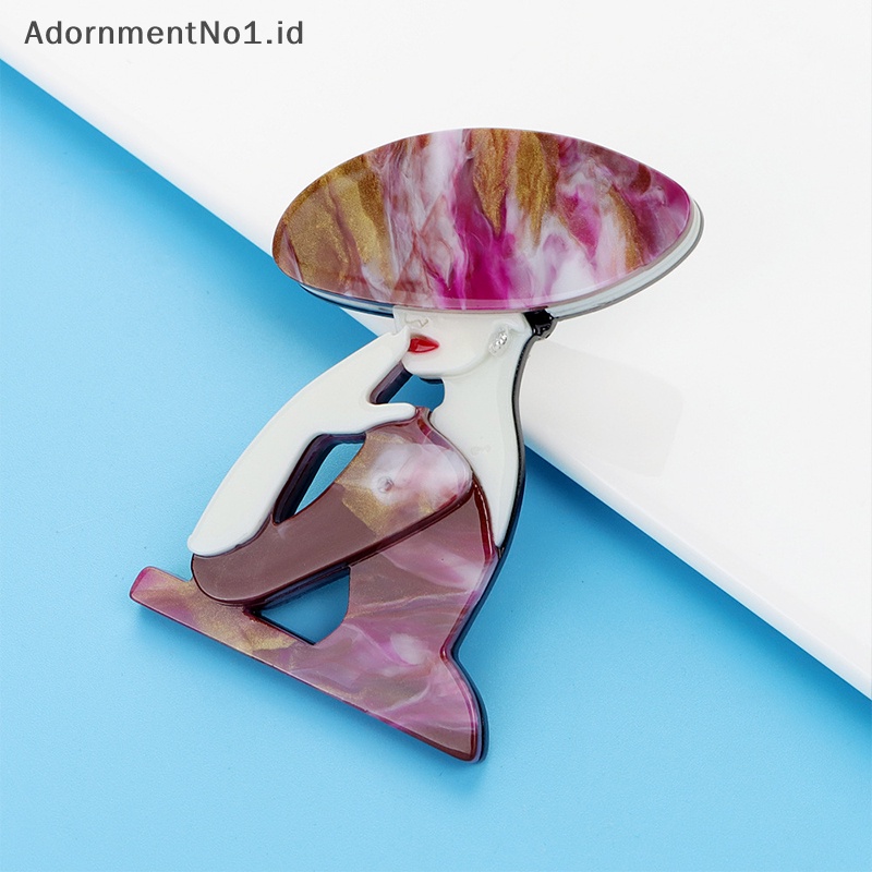 [AdornmentNo1] Bros Lady Elegan Akrilik Pin Serat Asetat Perhiasan Pesta Fashion 2warna [ID]