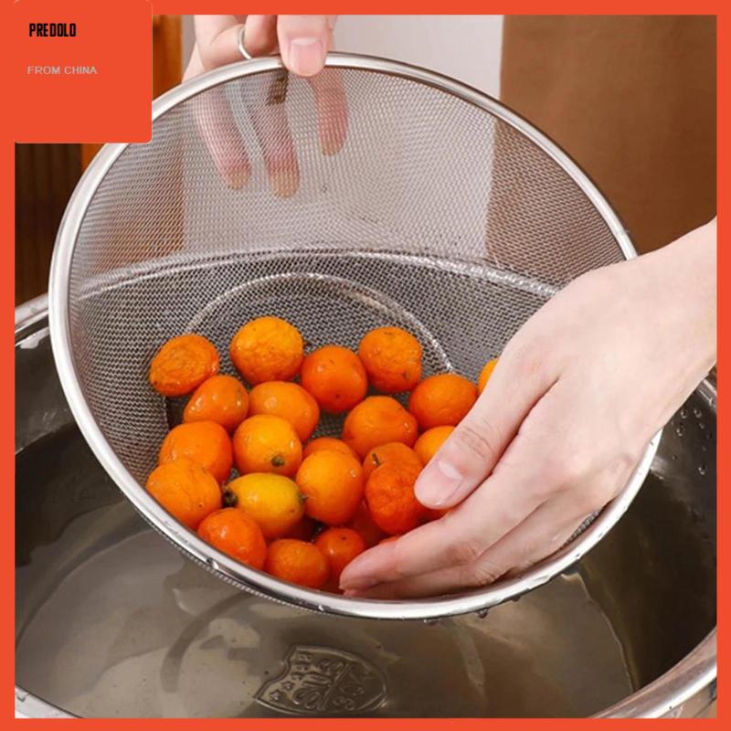 [Predolo] Keranjang Buah Kawat Logam, Metal Colander Saringan Jaring Halus Stainless Steel Serbaguna, Drainer Mangkok Untuk Counter Meja, Sayur