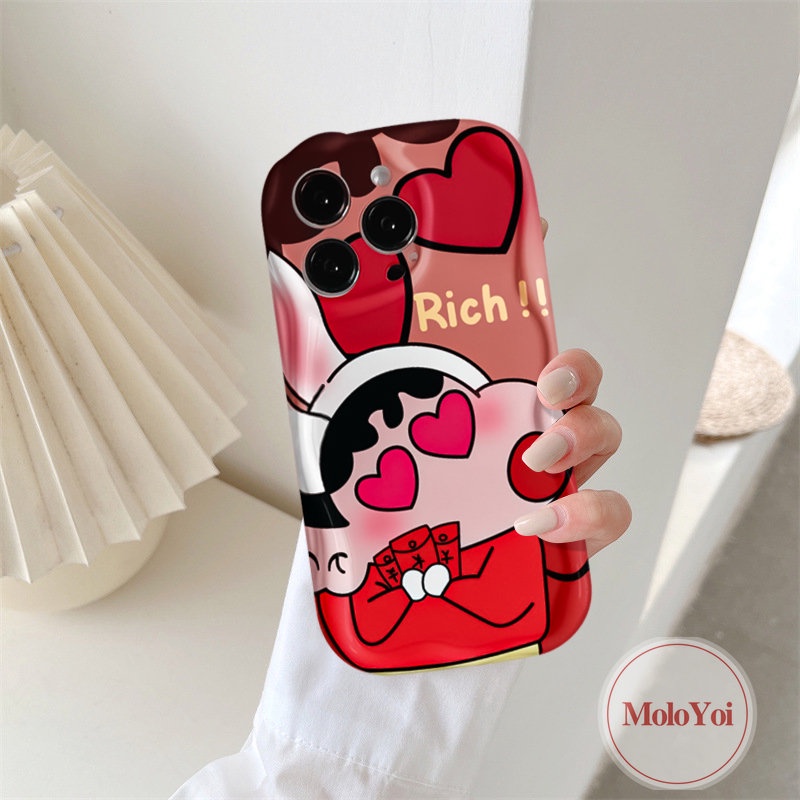 Kartun Toy Story 3D Wavy Curved Edge Phone Case Kompatibel Untuk IPhone XR XS X Max11 12 14 13 Pro 6s 6 8 7 Plus SE 2020 Kartun Lucu Crayon Xiaoxin Soft Cover