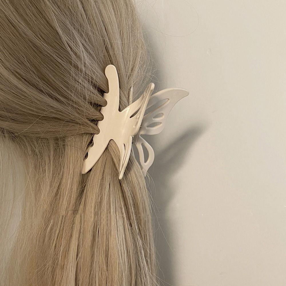 Needway   Butterfly Hair Claw Elegan Stylish Hiasan Kepala Jepit Rambut Hewan Perempuan Jepit Rambut Plastik Gaya Korea Besar Hairgrips