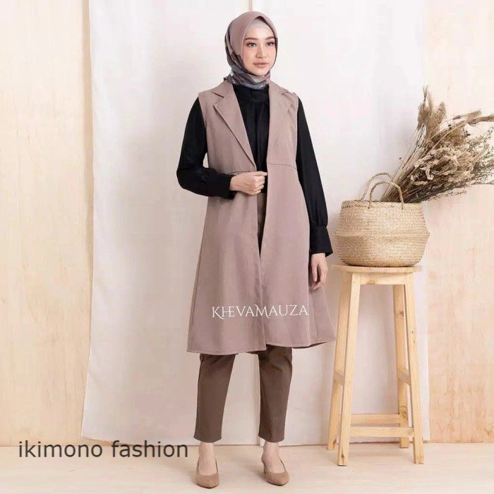 Outer Wanita Kekinian Rompi Panjang premium Tanpa Lengan kekinian korea style