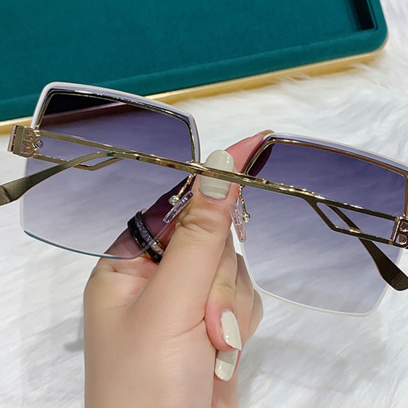 Square Irregular Women Metal Sunglasses Retro Sastra Anti-UV Outdoor Shade Eyeglasses Untuk Pria Wanita Kacamata