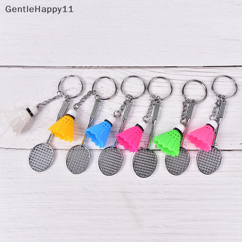 Gentlehappy Raket Badminton mini Bola Olahraga keyring Gantungan Kunci holder Tas Liontin charm id