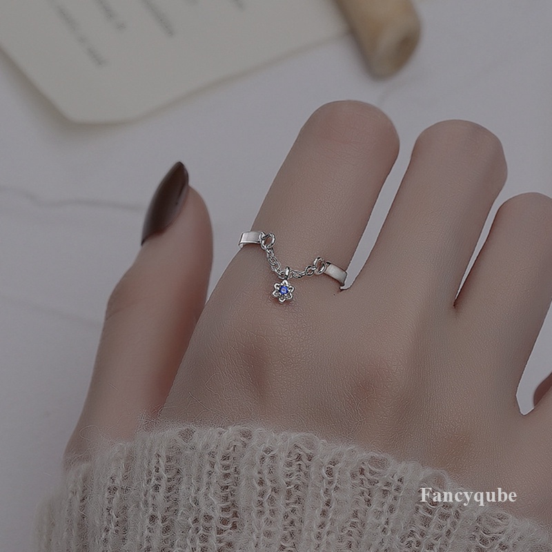 Baru Korea Perak Bintang Cincin Untuk Wanita Zirkon Mengkilap Bintang Cincin Terbuka Yang Dapat Disesuaikan Sederhana Trendi Cincin Aksesoris Perhiasan Hadiah