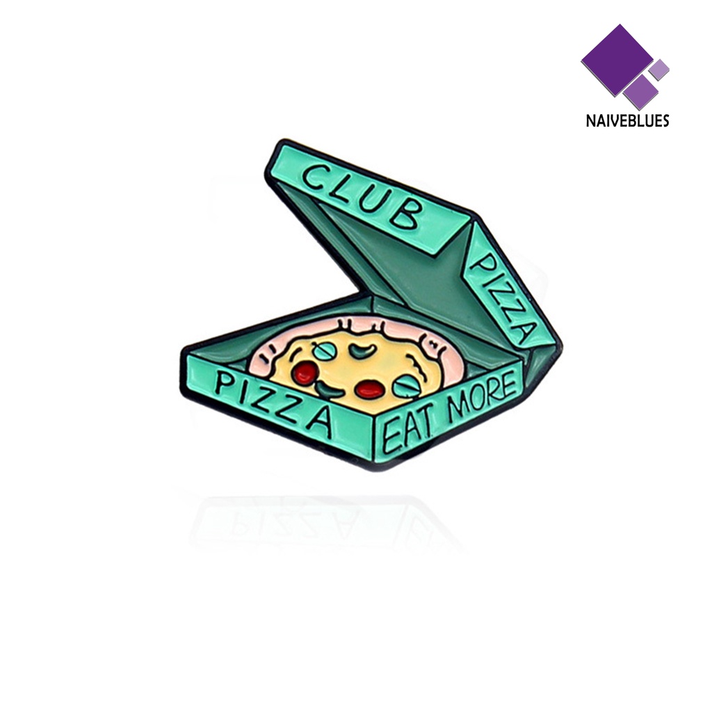 &lt; Naiveblues &gt; Bros Pin Huruf Ukiran Hias Irisan Pizza Enamel Lapel Pin Tas Perhiasan