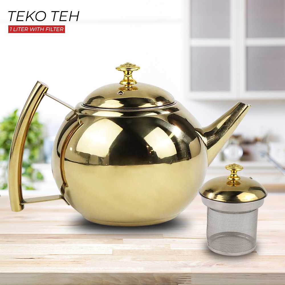 One Two Cups Teko Teh Kettle Pot 1 Liter with Filter - A2