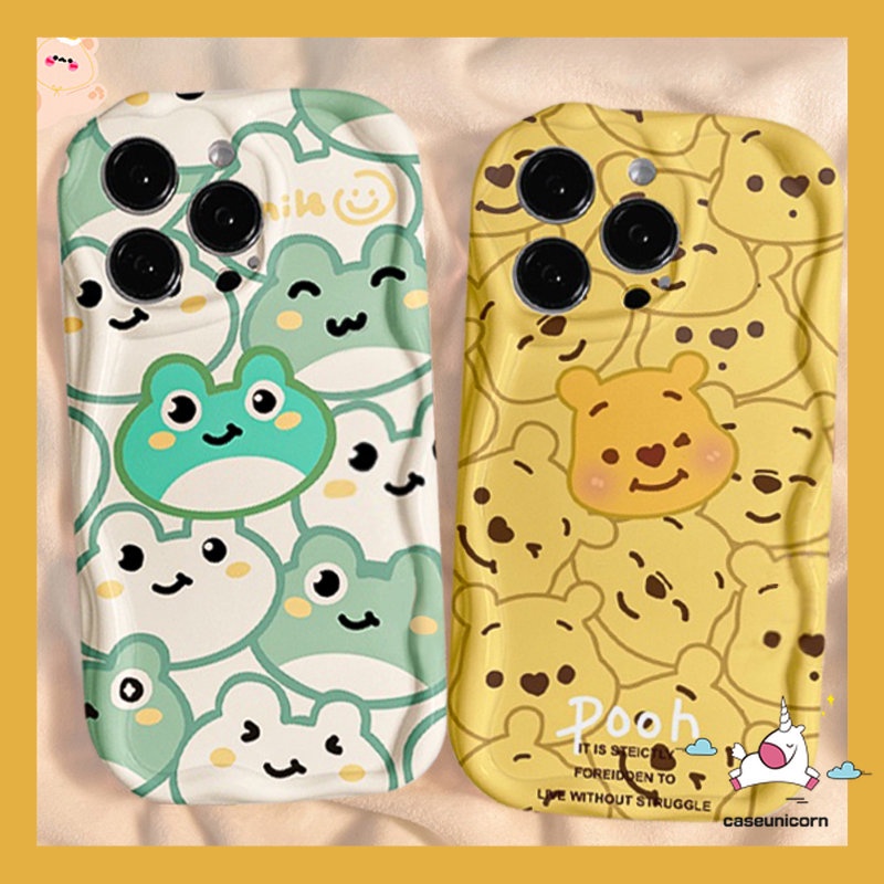 Untuk Realme C53 C55 C35 C31 C25 5 5i 7i 5s 6i 9i C12 C33 C21Y C11 C25s C30 C15 C25Y C21 C17 C3 C20 C3 C1 3D Wavy Curved Edge Catoon Kodok Layar Penuh Lucu Winnie The Pooh Lembut Sarung