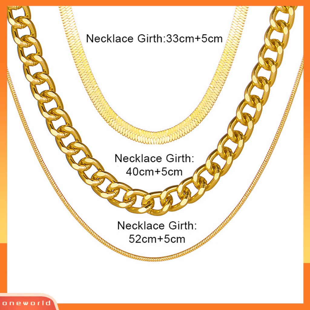 [ONE] Kalung Klavikula Punk Rantai Tebal Multilayer Adjustable Alloy Untuk Pesta