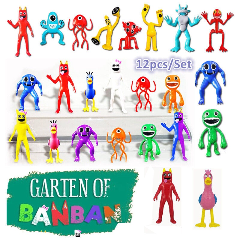 12pcs Rainbow Friends Garten of banban PVC Angka Mainan Boneka Model Anime Patung Dekorasi Kue Koleksi