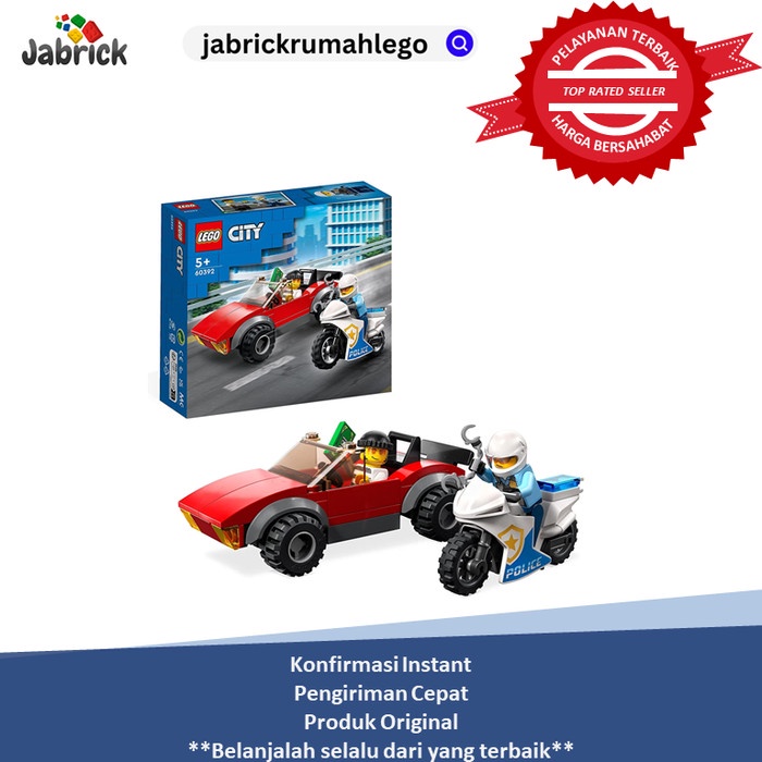LEGO 60392 City Police Bike Car Chase Toy with Racing Vehicle & Motor
