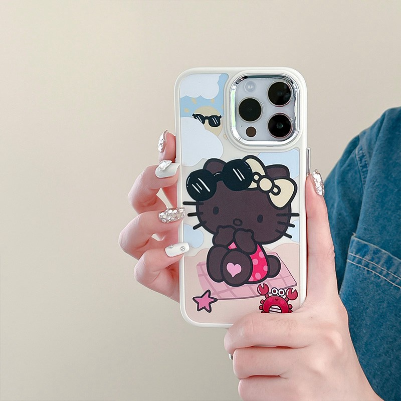 Summer Holiday Kitty Soft Silicon Case HP iP iPhone 12 13 14 Pro Max 11 Girl Woman FTD Casing Apple