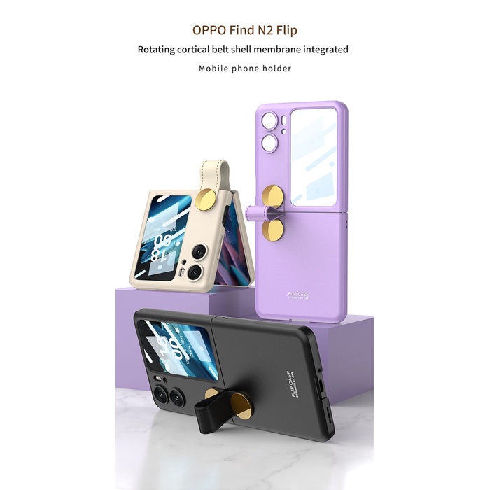 Case Leather Hand Strap OPPO N2 FLIP Full Body Layar Pelindung Kaca with Grip Softcase