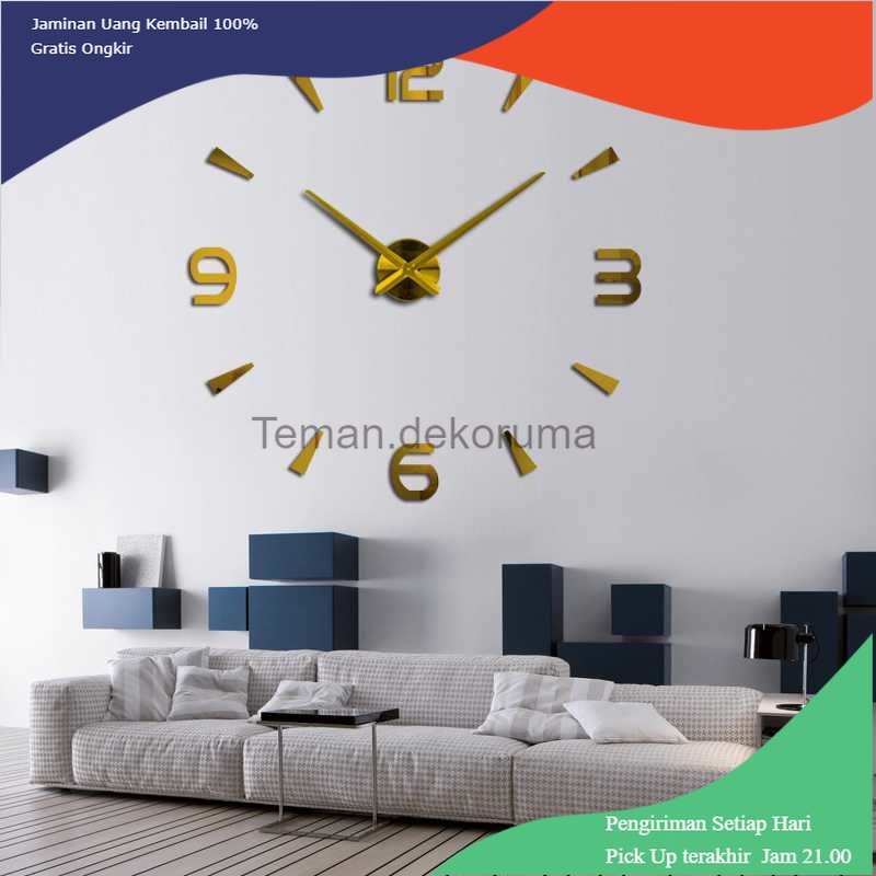 TD - DPR TaffHOME Jam Dinding Besar DIY Giant Wall Clock Quartz 90-100 cm - DIY-104