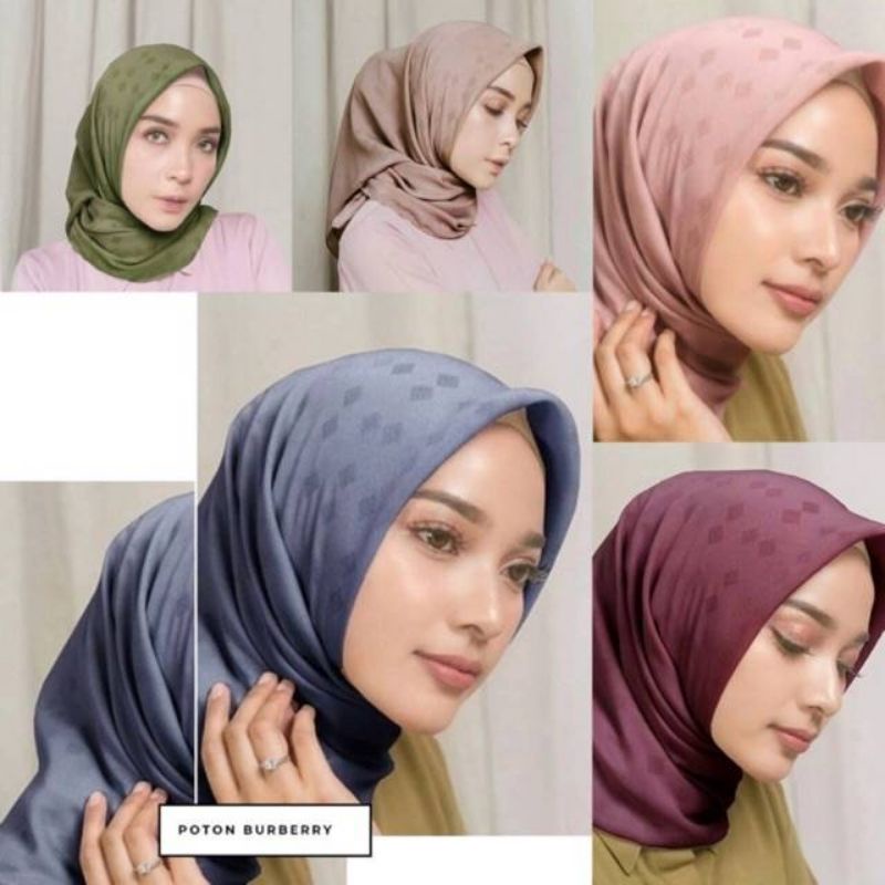 Hijab Segi Empat Polly Cotton Burberry Jilbab instan Hijab Syar'i Terbaru Bella