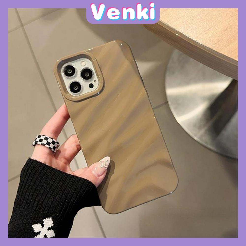 VENKI - Untuk iPhone 11 Case Soft Case Glossy 3D Ripple Dimensi Shockproof Coklat Ungu Hitam Putih Hijau Untuk iPhone 14 Pro Max 13 Pro max 12 Pro Max 11 iPhone XR XS 7Plus 8Plus