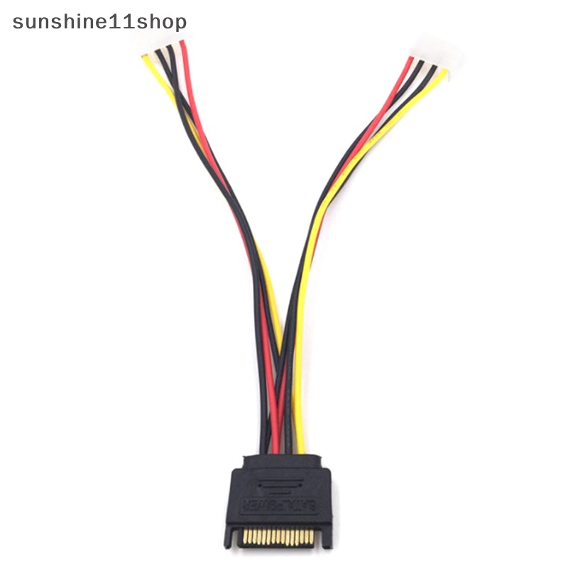 Sho Sata Revolusi Ke IDE Kabel Listrik SATA15pin Male Head Satu Titik Dua Port Serial Ke Dual 4pin Female Sata Ke IDE N