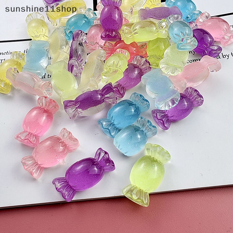 Sho 5PCS Luminous Candy Resin Dekorasi Mobil DIY Miniatur Ornamen Hadiah Membuat Perhiasan N