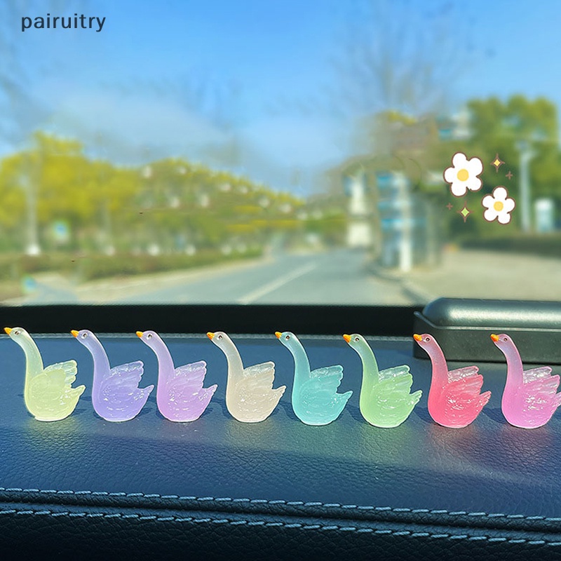 Prt 5pcs Ornamen Boneka Angsa Luminous Resin Mini Glow in The Dark Dekorasi Rumah Mobil DIY PRT