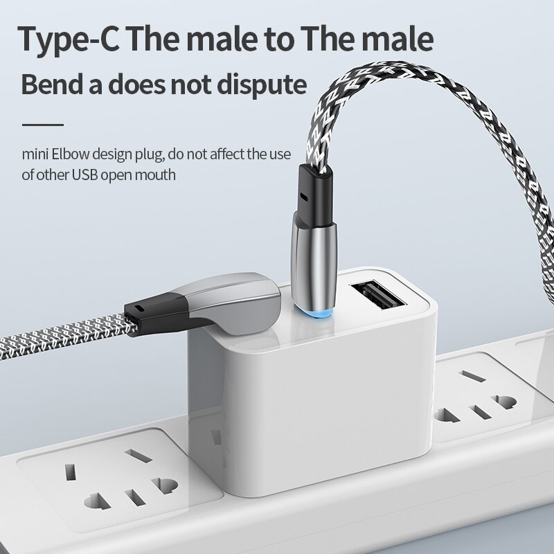 Pd 60W Kabel Fast Charging Tipe C Ke Tipe C 90derajat USB C Quick Charger Untuk Tesla Samsung Xiaomi Huawei Dengan Transfer Data