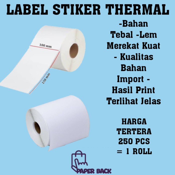 

Stiker Label Thermal 100x150 250 Pcs / Label Thermal A6 Isi 250 Pcs