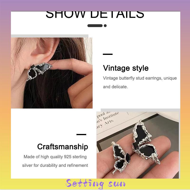 Anting Tusuk Sterling Silver 925 Desain Kupu-kupu Anting Untuk Wanita TN