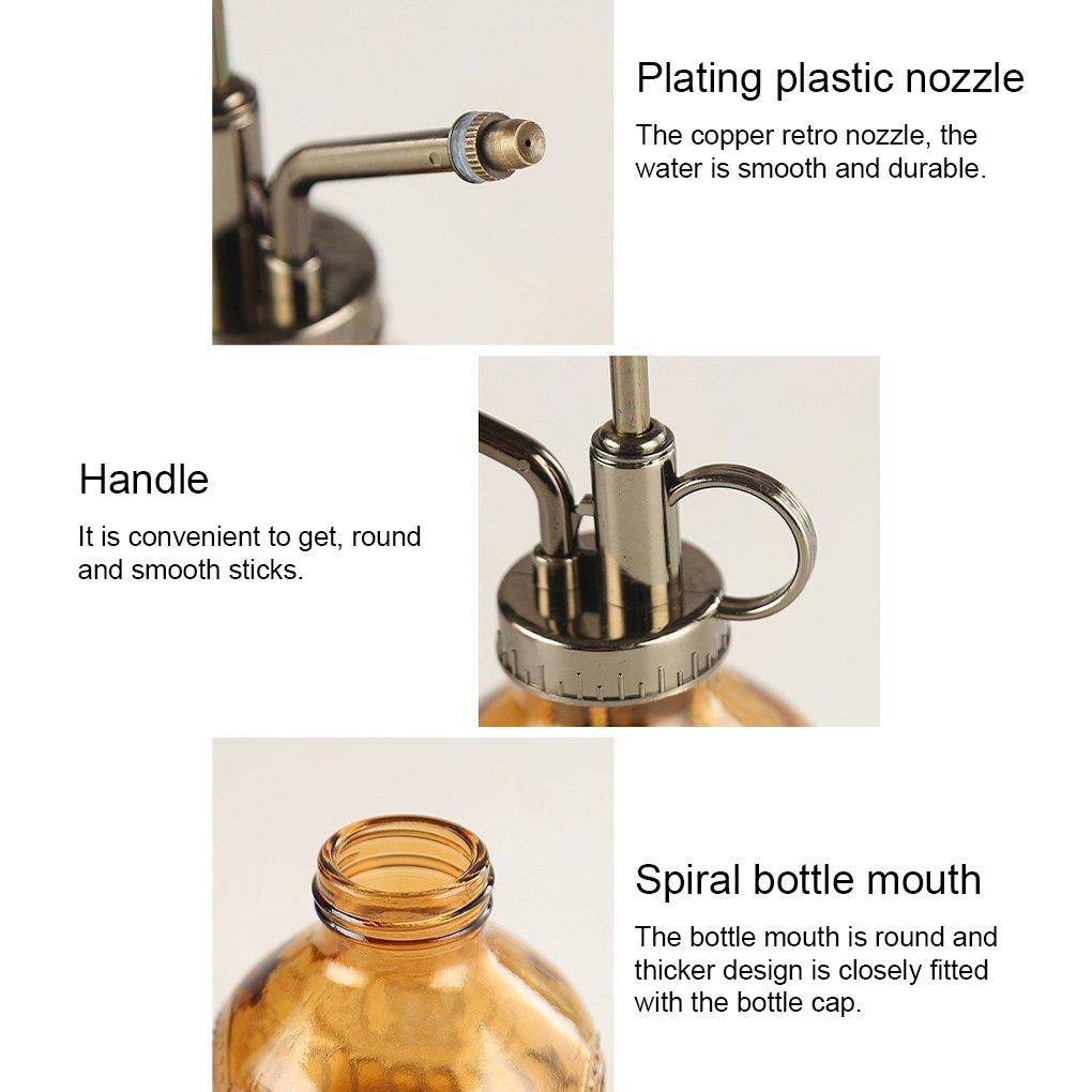 Glass Embossed Watering Can Air Pressure Semprotan Gaya Retro Kecil Ketel Bunga Penyiram Vintage Untuk Halaman Taman