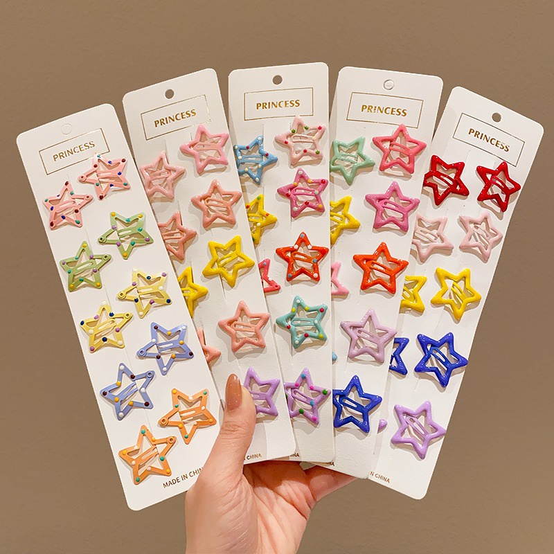 [Harga Grosir] 3pcs Klip Sisi Perempuan Gaya Korea Y2K Gadis Manis Keren Klip BB Lucu Klip Tanpa Jejak Musim Panas Gadis Jepit Rambut Warna-Warni Bintang Jepit Aksesoris Rambut Alat Styling