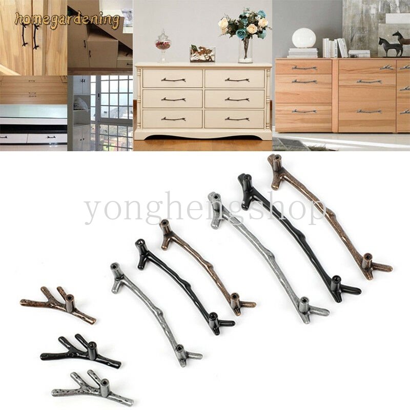 Kreatif Vintage Desain Cabang Pohon Perunggu Kabinet Handle Dapur Lemari Furniture Handle Knob Laci Tarikan Pintu Hardware