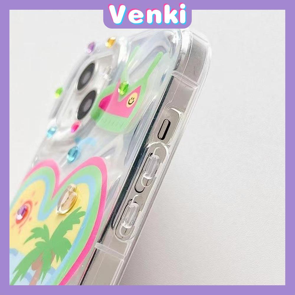 VENKI - Untuk iPhone 11 iPhone Case Laser Reflektif Bening Phone Case TPU Soft Shockproof Airbag Case Cute Summer Coco Kompatibel dengan iPhone 14 13 Pro max 12 Pro 7Plus 8Plus