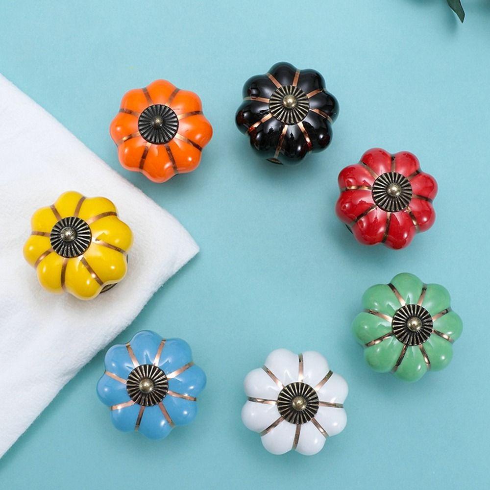 【 ELEGANT 】 Handle Pintu Warna Warni 1Pcs Pumpkin Furniture Lemari Tarikan Laci Lubang Satu