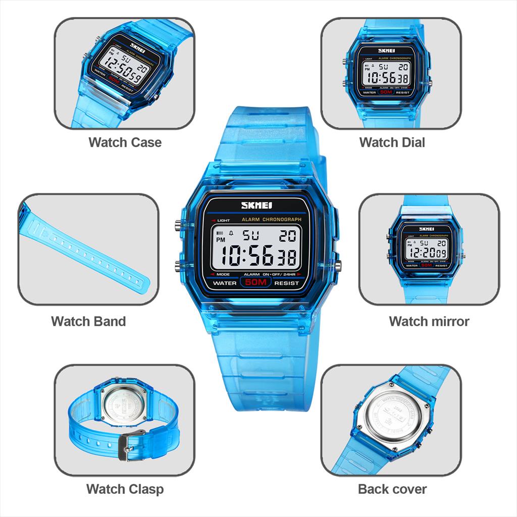 Jam Tangan Pria Digital SKMEI 2056 EL Light Rubber Anti Air Original